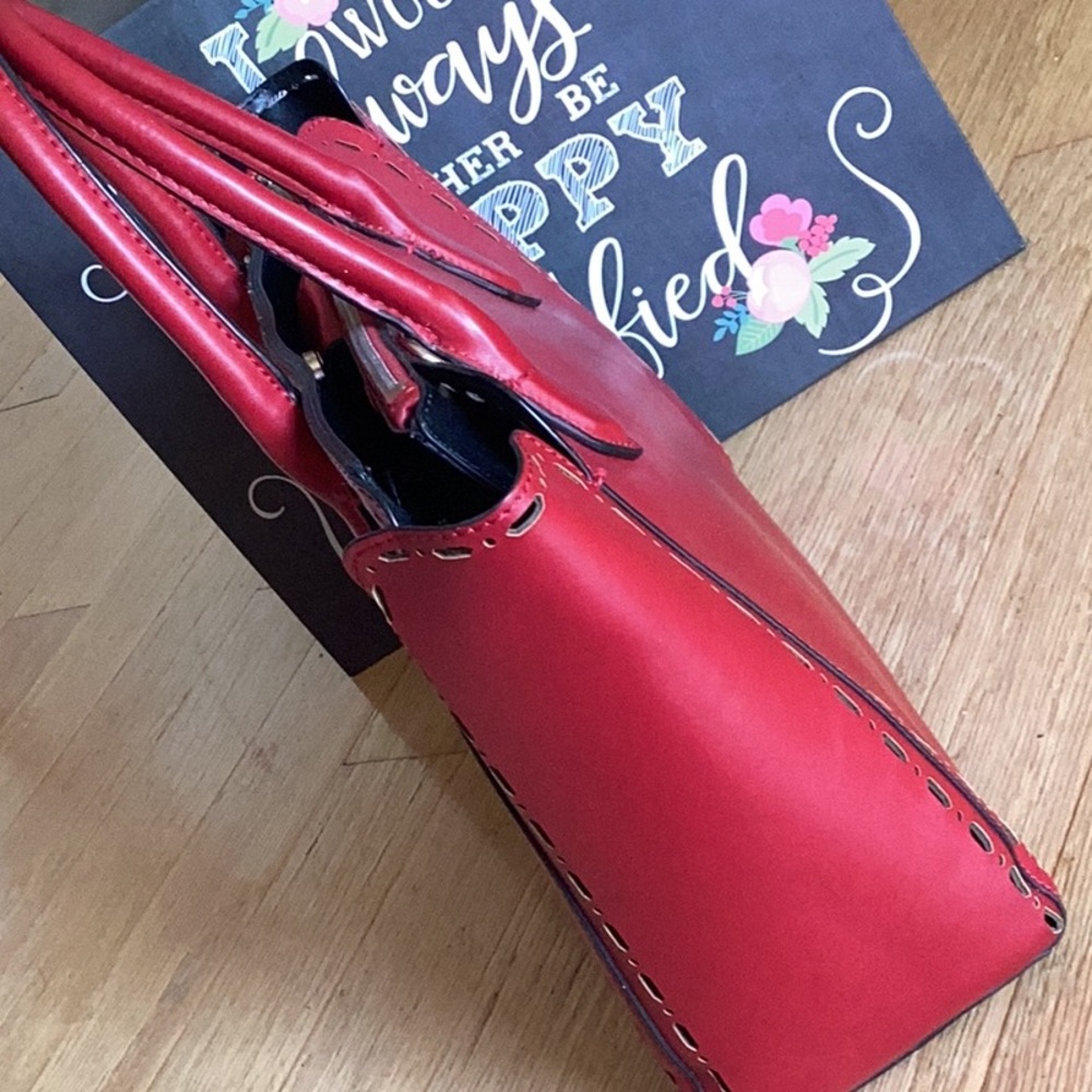 Nine West deep red media bag. 14”x10”x5”. Black interior - Picture 3 of 12